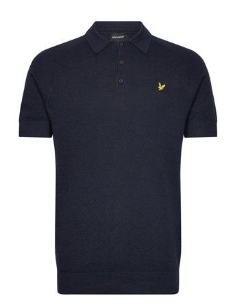 Linen Blend Knitted Polo Navy Lyle & Scott