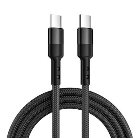 QU-1M 2M Nylonflätad USB C till Typ C PD 60W Kabel för MacBook Snabbladdning USB C Snabbladdnings USB-sladd