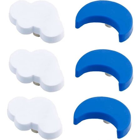 6 stk. Skabsknopper Bløde Skuffeknopper Måne Sky Knopper Dørknop Møbelhåndtag Bløde Gummiknopper til Skabsskuffe og Skab Dec JMW
