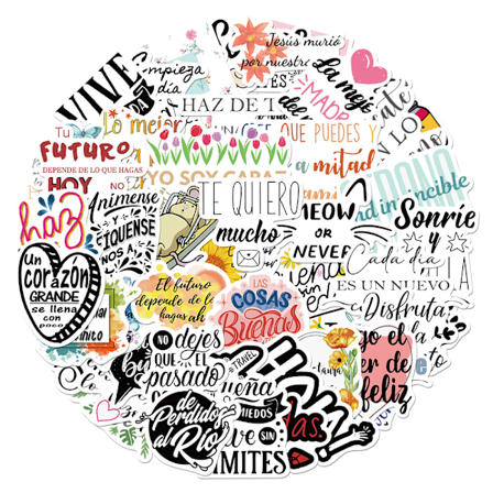 50 st Inspirerande Klistermärken Spanska Motiverande Klistermärken för Dator Scrapbooking Material Scrapbook Tillbehör Bullet Journal Present till 
