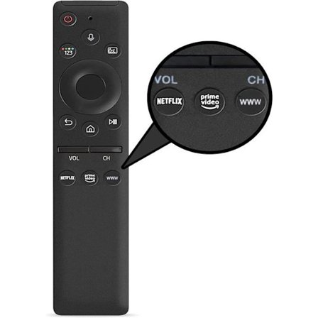 Erstatnings fjernbetjening til Smart LED QLED UHD TV, kompatibel med Samsung BN59-AA59, Netflix Prime Video Rakuten TV, Univers