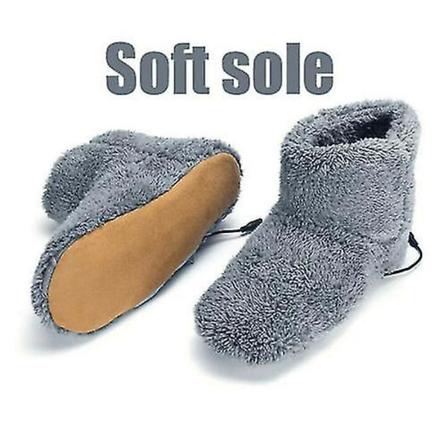 Winter USB Warmer Fotsko Plysch Varm Elektrisk Tofflor Fötter Uppvärmda Tvättbar Ny Gray