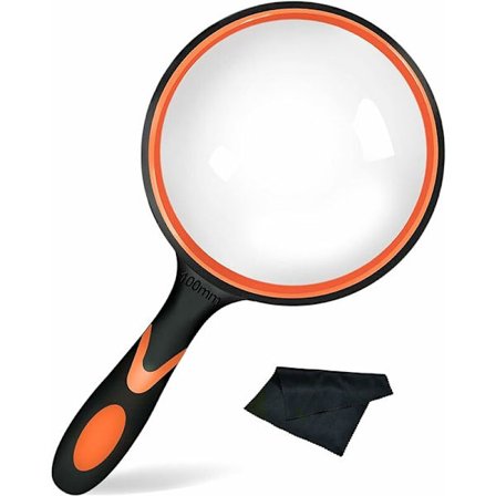 10x 100mm forstørrelsesglas til bøger aviser insekt observation videnskabeligt eksperiment skridsikker gummihåndtag - (sort orange)
