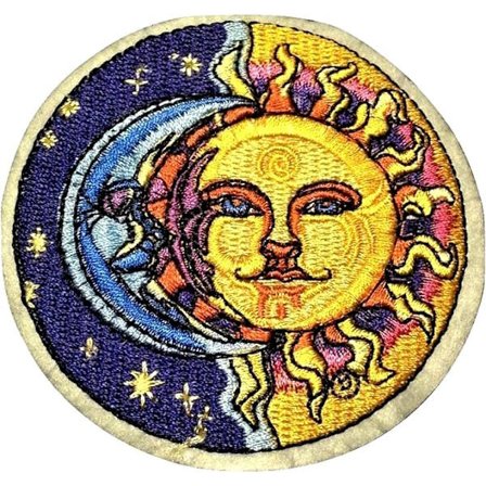 Sol, måne och stjärnor motiv sol och stjärnor applikation broderad- ecuss