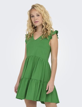 ONLY Onlmay Life Cap Sleeves Frill Dress Jrs - Green - XS