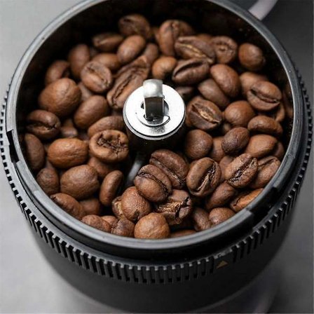 Bærbar Elektrisk Kaffekværn Til 4 Kopper -- Grovmalet, Kaffepulver, USB Genopladelig Sort