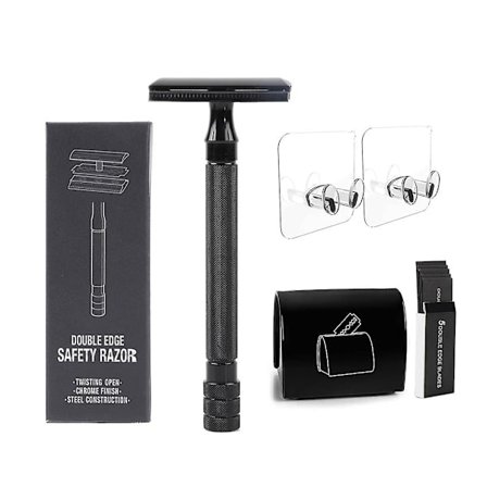 Premium Dobbeltsidet Sikkerhedsskraber med Blade Genbrugsboks Gaver til Mænds Barbering