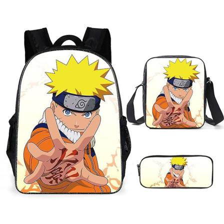3 St/ Set Naruto Skolväska Studentväska Anime Ryggsäck