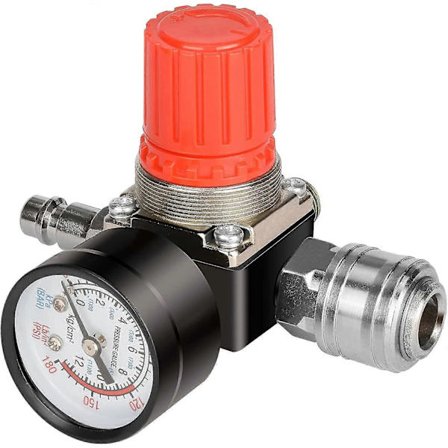 1/4" Tryckluftsregulator, EU-standard Tryckregulator, 4 Håls Tryckregulator med Tryckmätare för Kompressor