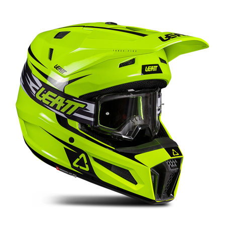 Kit de Casco Cross Leatt Moto 3.5 V26 Joven con Gafas Amarillo Neón L