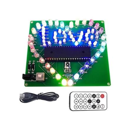 DIY Elektronikksett Fargerik LED Blinkende Hjerte DIY Fjernkontroll Loddeprosjektsett Gave W