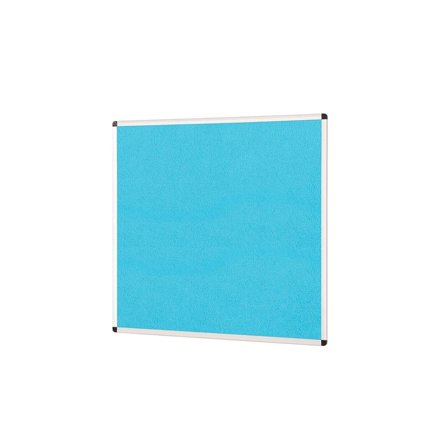 Colourful aluminium framed noticeboard, 1200x1200 mm, cyan