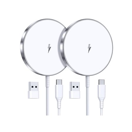 Mag Safe Series Snabbt Trådlöst Laddningsset för Apple Magnetisk Vit (2 enheter)