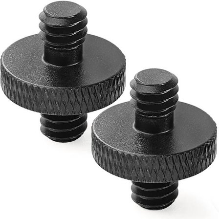 1/4" hane till 1/4" hane stativskruvadapter dubbelsidig standardfäste gängkonverterare för kameraburfäste (2-pack)