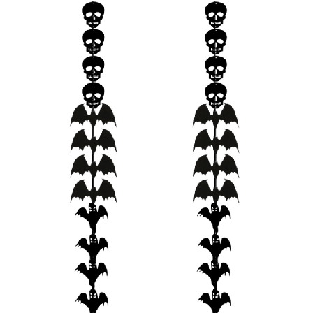 2 Halloween hengende dekor med flaggermus, skalle, spøkelse, skrekkfest