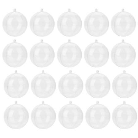 20 stk. gennemsigtige, fyldbare julekugler i plast til gør-det-selv-julepynt (5 cm) - Lav dine egne personlige juledekorationer