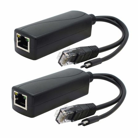 2-pakkaisen Gigabit PoE -jakajan, 48 V - 5 V 2,4 A:n mikro-USB-Ethernet-sovitin, toimii Raspberry Pi 3B+:n, IP-kameran ja muiden kanssa