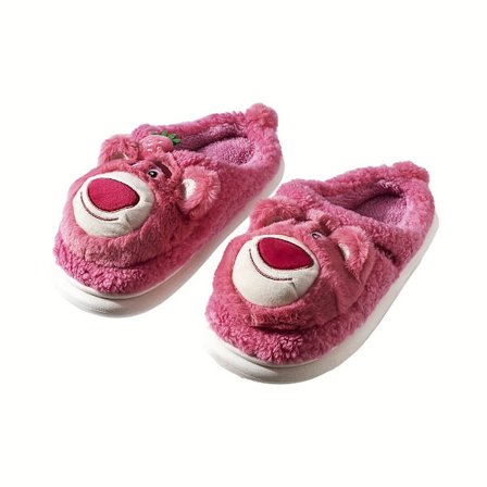 Miniso & Disney Lotso Bear Tøfler, Kawaii Varme & Komfortable Plys Nyhedssko, Indendørs Skridsikre Plyssede Tøfler
