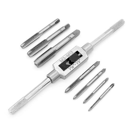 8 Dele Måltap Sæt - Justerbar Hånd Måltråd Tap Tap Med Nøgle - M3 M4 M5 M6 M8 M10 M12