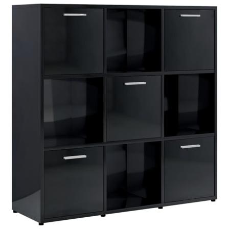 Vidaxl Bokhylla Svart Högglans 90x30x90 Cm Konstruerat Trä Svart