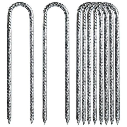 6-pak Hagejern Armeringsjern Galvanisert Stål U-krok Tunge Jordstikker