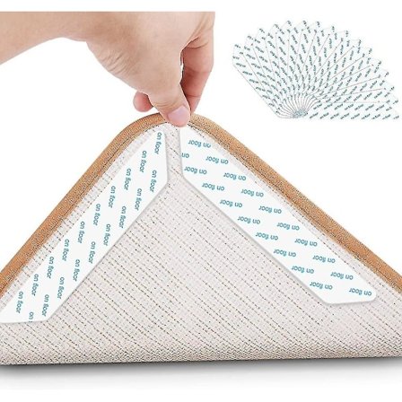 Antislip måtte, 16 stk. tæppeclips, selvklæbende tæppeclips, genanvendelige antislip tæppeklistermærker til køkken/