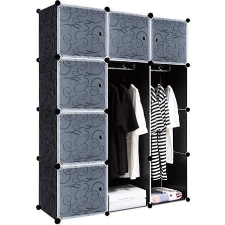 Sovrumsskåp - YUENFONG - 12 Kuber - Vattentålig Förvaring - DIY Montering - Svart