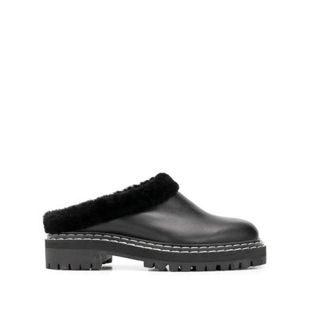 Proenza Schouler, Shearling Lug Sole Mules Czarny, Kobieta, Rozmiar: 39 EU