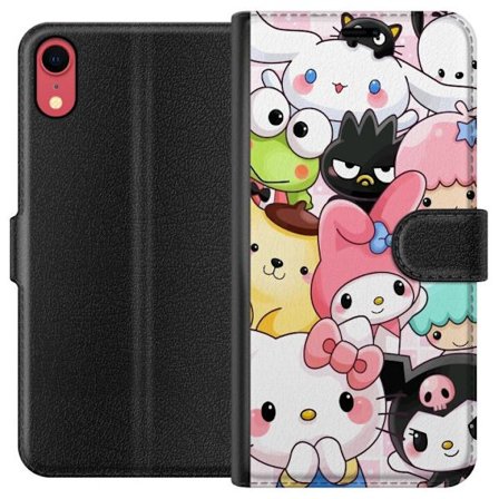 Kompatibelt Lommeboketui til Apple iPhone XR Tett mønster av søte figurer med store øyne i ulike farger og uttrykk med LABUBU-tekst