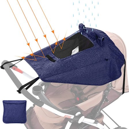 Blå solskydd för barnvagn, solskydd för barnvagn,