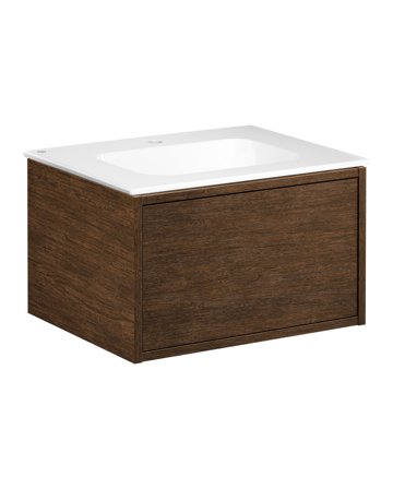 Gustavsberg Ducentic GB71DCVU60AWWB1100 Kommodpaket 60 cm, brun ek/vit, 1 blandarhål Brun ek/Vit, Badrum