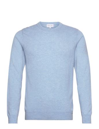 Man O-Neck Plain Blue Davida Cashmere