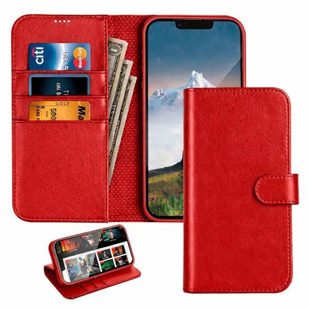 iPhone 17 Air - Book Case Fodral Mobilplånbok Röd