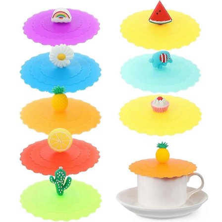 Muki Kopp Lock Lock Yleiskäyttöinen Juomakansi Sarjakuvamuotoinen Silikoni 8kpl Lajitelma Väri 20X16CM