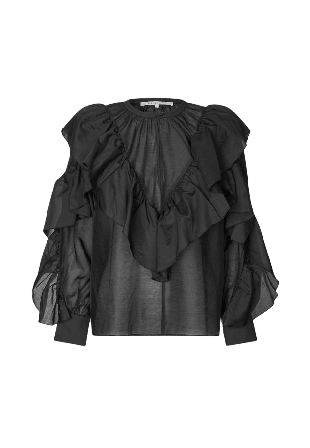 Second Female Fria Frill Blouse Blusar Dam Svart L