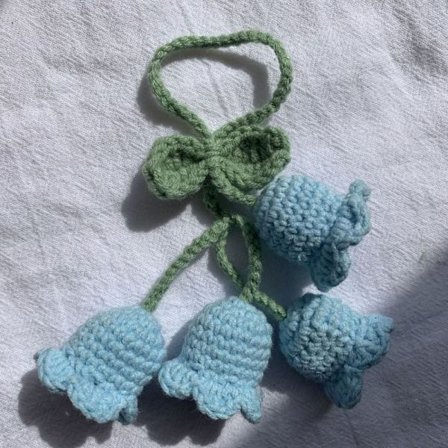 Klokke orkidé blomstervedhæng kunstige hæklede blomster BLÅ 4