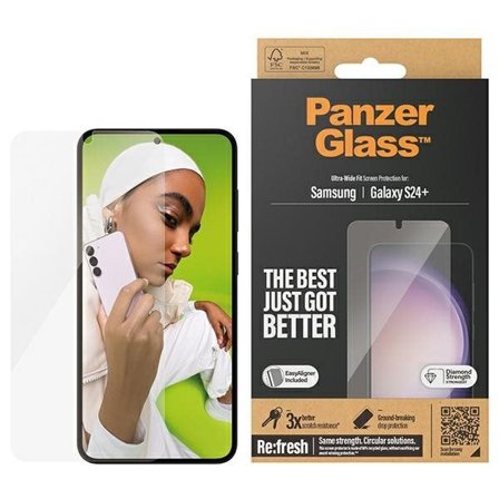 PanzerGlass Ultra-Wide Fit hærdet glas med applikator til Samsung Galaxy S24+
