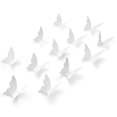 100 st 3D papper vita fjärilsväggdekaler avtagbar konst