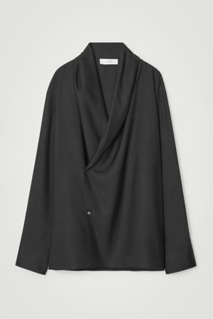 COS Homme The Shawl-Collar Silk Shirt in Noir