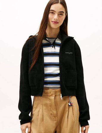 Tommy Jeans Tjw Cozy Script Cardigan - Black - XS