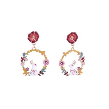 Kvinnors hängande örhängen, vita kaninblommiga långa örhängen, lämpliga för olika tillfällen att bära på fester.