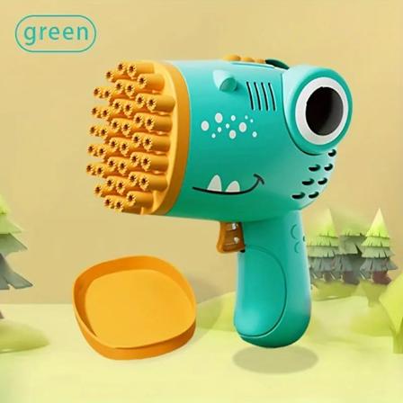 Dinosaur Bobleblæser - 40-Huls Håndholdt Udendørs Boblepistol, Perfekt Gave til Børn i Alderen 6-8 Grøn