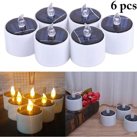 LED-ljus, 6 stycken Solcellsdrivna Ljus Inomhus Utomhus Vattentäta Flammlösa Ljus Solcellslampa Teeljus Nattlampa för Bröllop