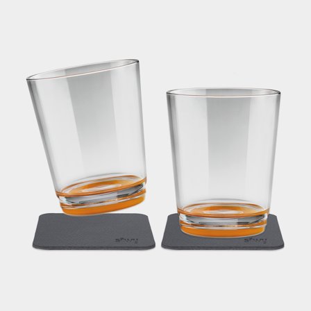 Magnetic plastic tumblers Silwy Magnetic Drinking Cup Hup Orange, transparent/orange, 25 cl, 2-pack + magnetic coasters
