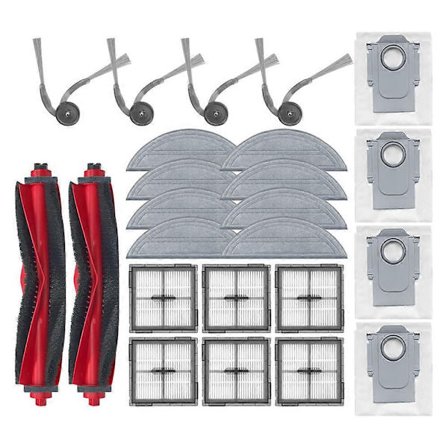 24 kpl varaosia Roborock Q10 S5/Q10 S5+/Q10 X5/Q10 X5+/Q10 VF/Q10 VF+ -pääharjalle, sivuharjalle, suodattimelle, moppiliinalle ja pölypussille [CP]