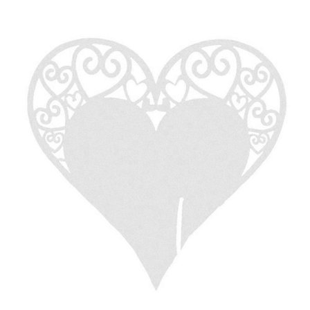 Hjärtformade Placeringskort för Vinglas Bröllop Pärlemorskimrande Kort Rekvisita