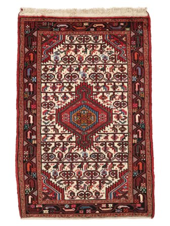 Hamadan Teppich Handgeknüpft 75X111 Dunkelrot/Schwarz Persien