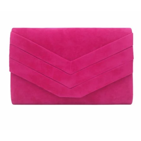 【PP】Stilfuld clutchtaske i ruskindsimitation til bryllup, fest, bal og aften Fuschia Fuschia Pink