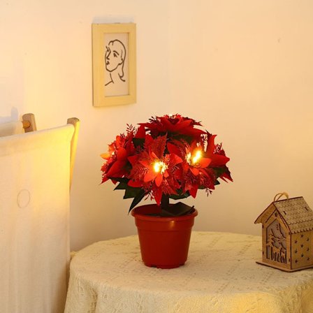 Bordsgran med Ljus Julväxt med Ljus Blommor Konstgjord Belyst För Julbordsdekoration