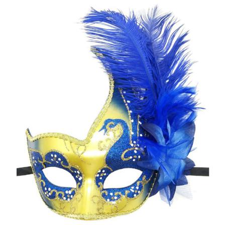 Spets Maskerad Ball Mask Födelsedagsbal Bröllopsfest Gold Blue
